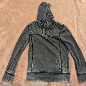 Distillery Gray Distressed Quilted Hoodie